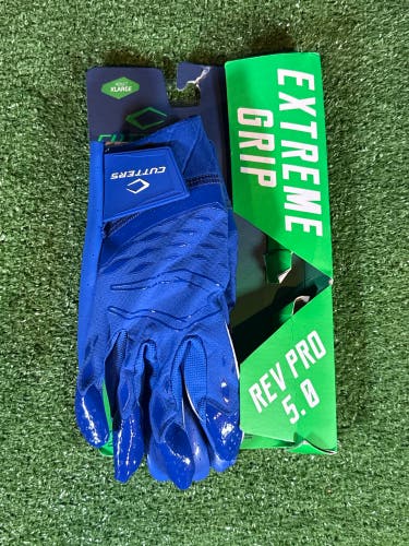 XL Adult Cutters Royal Blue Rev Pro 5.0 Receiver Gloves (New)