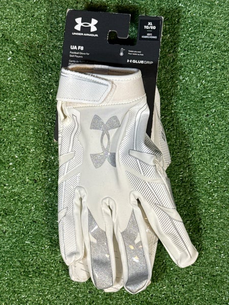 XL Adult White Under Armour F8 Receiver Gloves (New)