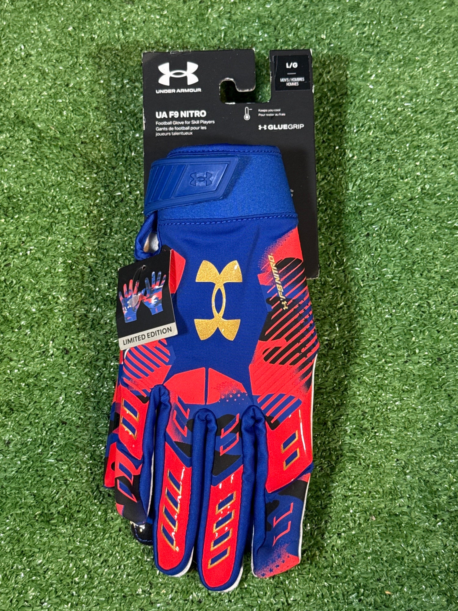 Large Adult White/Blue Under Armour F9 Nitro Limited Ice Edition