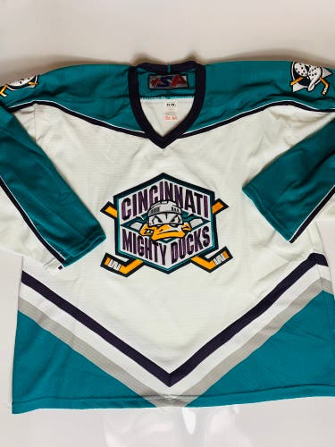Cincinnati Mighty Ducks White Large Men's Jersey (New)