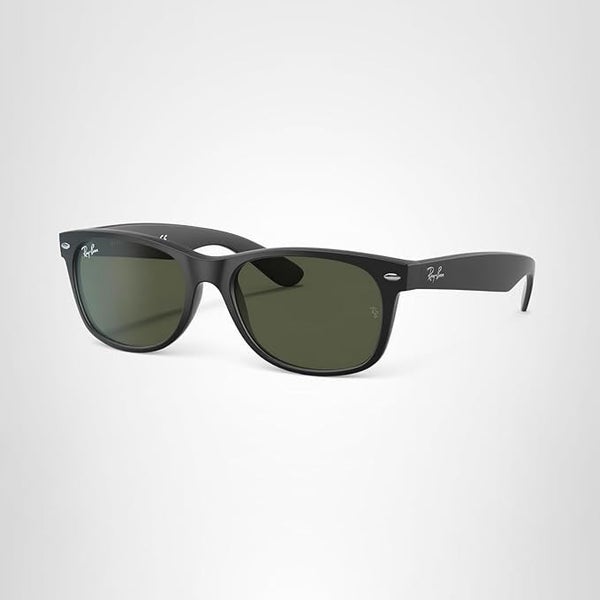 Ray-Ban RB2132 New Wayfarer Square Sunglasses Rubber Black/G-15 Green 55 mm