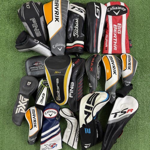 Lot of 19 Golf Club Headcovers Driver Woods Hybrid Putter Ping Callaway Titleist