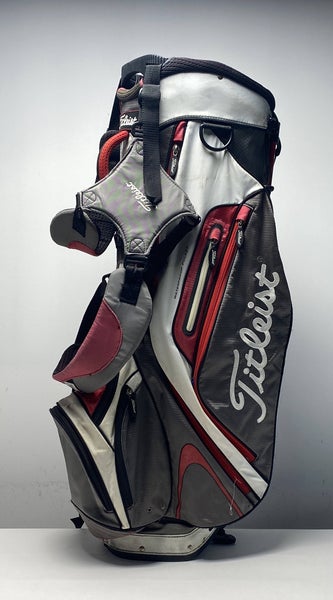 Titleist Lightweight Stand Bag Red/Gray/White 4-Way Divide Dual Strap Golf Bag