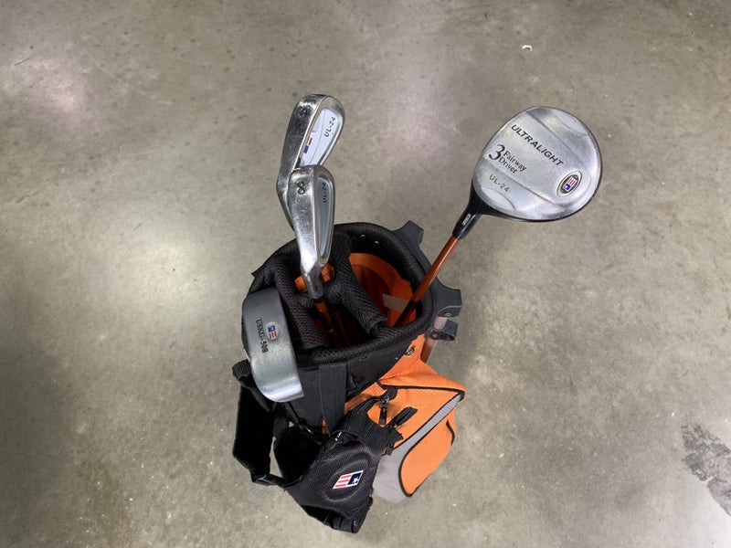 U.S. Kids UL-24 Orange 51" -35 Club Set 3W 6 & 8 Putter Kid Power Junior LH +Bag