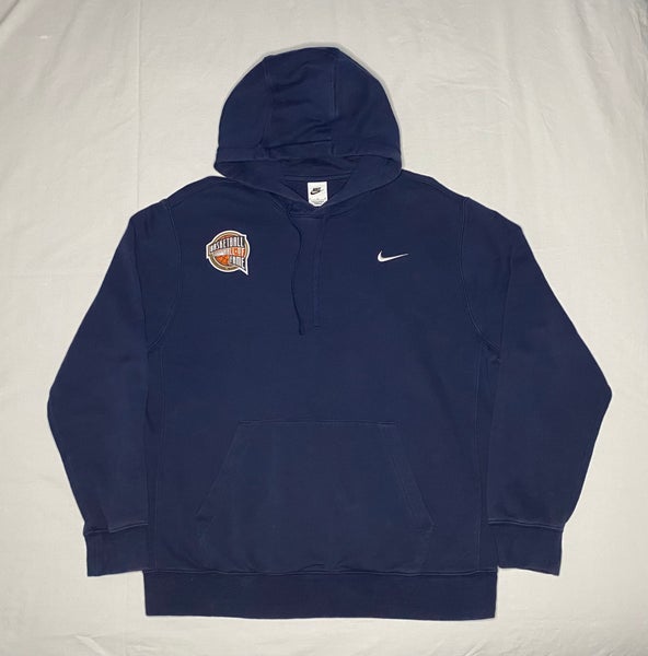 Nike Basketball Hall of Fame Navy Blue Hoodie Sweatshirt Mens L Check Dri Fit