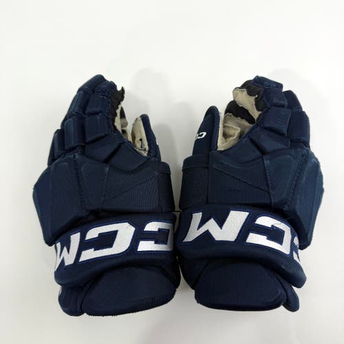 Used Navy CCM Tacks Pro Gloves | 14" | D373