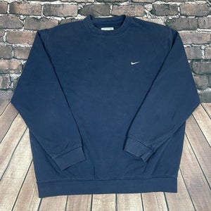 Vintage Y2K Nike Swoosh Sweatshirt Silver Tag Crewneck Men's XXL Blue Pullover