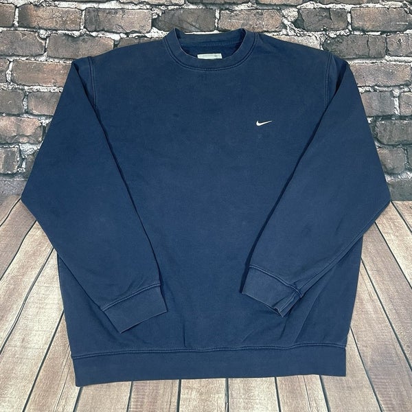 Vintage Y2K Nike Swoosh Sweatshirt Silver Tag Crewneck Men's XXL Blue Pullover