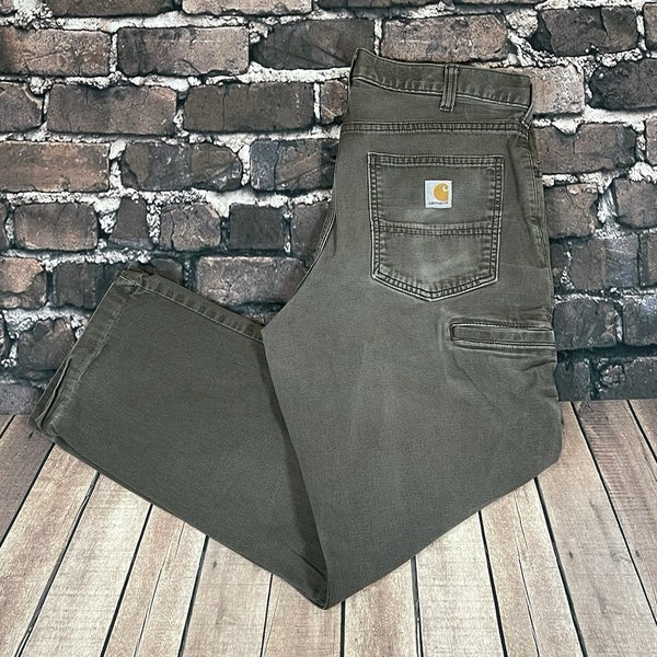 Carhartt Pants Mens 34x29 Gray Rugged Relaxed Fit Carpenter 102517-909 Canvas