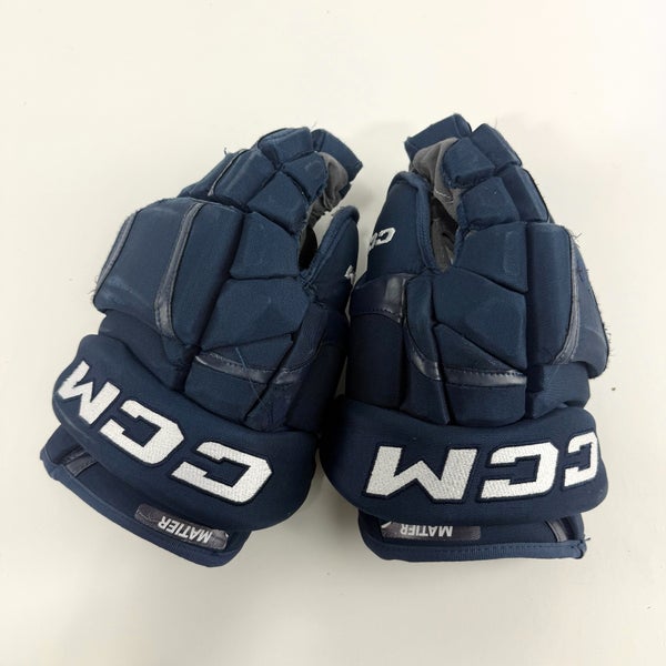 Used Navy CCM HG12 Gloves | 14" | D368