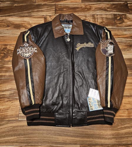 NEW Vintage Rare Scooby Doo Cartoon Network Brown 100% Leather Jacket Coat Sz XL