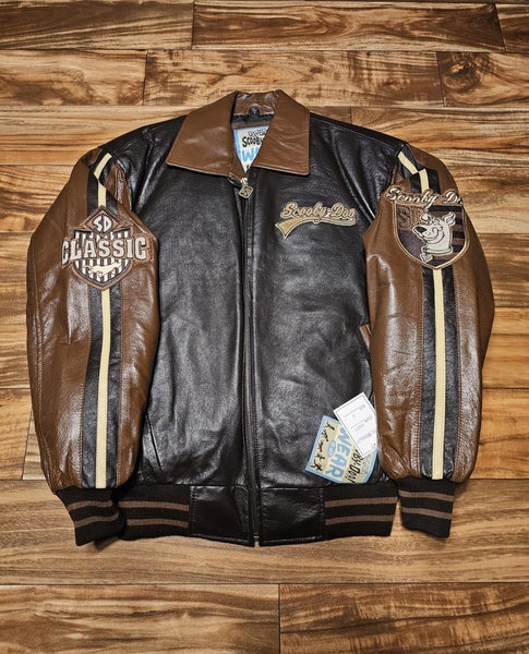 NEW Vintage Rare Scooby Doo Cartoon Network Brown 100% Leather Jacket Coat Sz S
