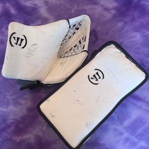 White Junior Warrior Ritual G5 Goalie Gloves & Blockers Regular (Used)
