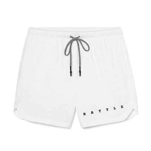 Battle Sports Men's Large White Fly 5 Black Athletic Lined Training Shorts NWT