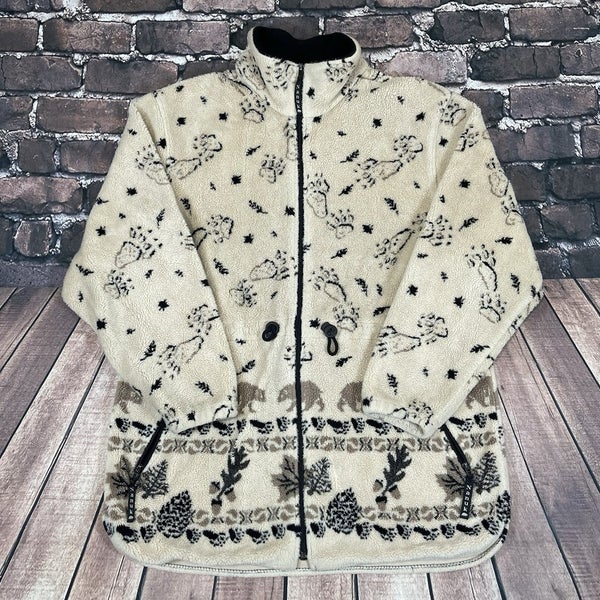 Vintage Nanuk Canada Fleece Full Zip Jacket Canadian Polar Bear Warm Excellent L