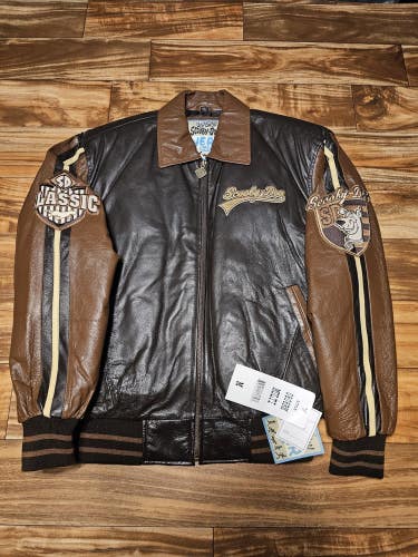 NEW Vintage Rare Scooby Doo Cartoon Network Brown 100% Leather Jacket Coat Sz M