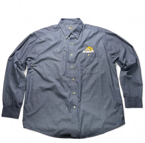 BUFFALO SABRES VINTAGE ANTIGUA SIZE LARGE LONG SLEEVE BUTTON UP SHIRT BLUE