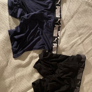 Puma Compression Shorts Black and Blue Pair Medium / Large Used Briefs