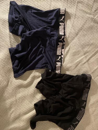 Puma Compression Shorts Black and Blue Pair Medium / Large Used Briefs