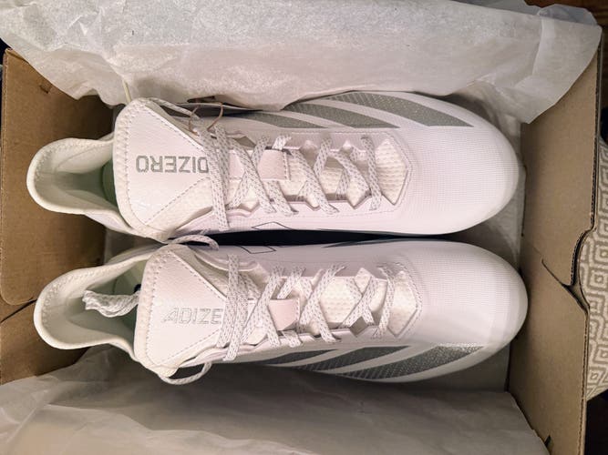 White Men's Size M 11.5 (W 12.5) Adult Adidas Adizero Low Top Molded Cleats (New)