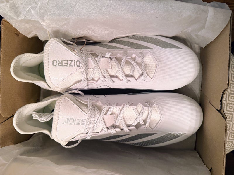 White Men's Size M 11.5 (W 12.5) Adult Adidas Adizero Low Top Molded Cleats (New)