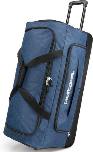 Pacific Gear Rolling Duffel Wheels 30" Luggage Hockey Bag Heavy Duty Navy Blue