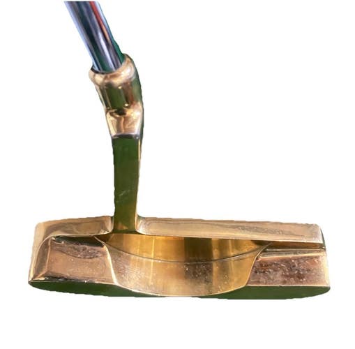 Gold Plated Plumbers Neck Putter RH Steel Shaft 35.5 Inches New Midsize Grip