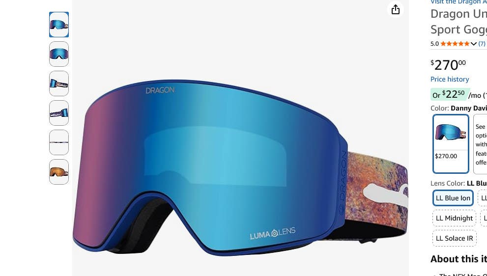 NEW DRAGON NFX MAG OTG Goggle Danny Davis Blue ion + bonus
