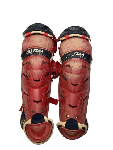 Used All-Star RED SHIN GUARDS Catchers Leg Guards Red Youth 11347-S000259754