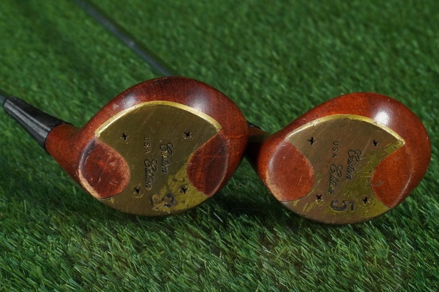 CYPRESS CUSTOM EDITION USA PERSIMMON WOODS SET 3W,5W REGULAR FLEX RH ~ VINTAGE!!