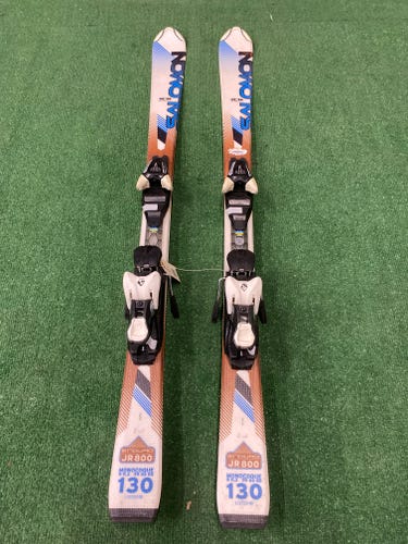 Kid's Salomon Enduro JR 800 Powerline 130 cm All Mountain Skis With Salomon L7 Bindings (Used)