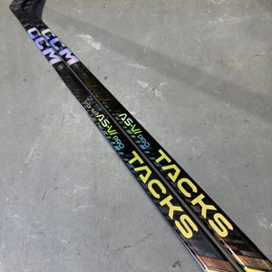 2 Pack Game Used Signed CCM TACKS AS-VI PRO, Pro Stock Stick Grip P90 90 Flex Right JONES 8958