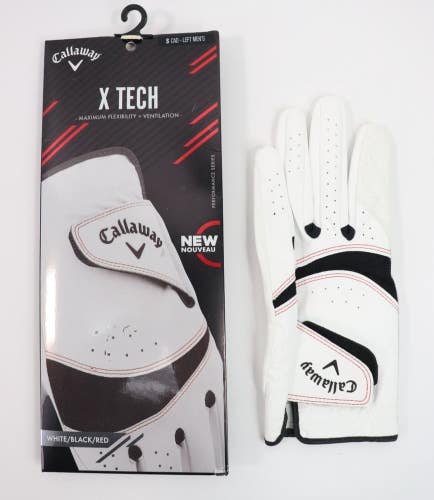 Callaway X-Tech Golf Glove Mens Left Small White/Black/Red - NEW Open Box