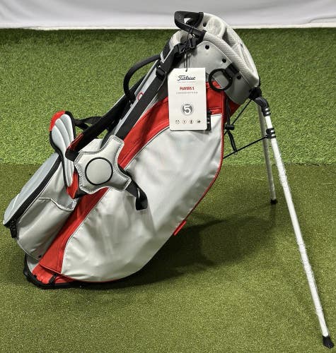 NEW Titleist Players 5 Double Strap Stand Carry Golf Bag Gray/Red/White No Logo