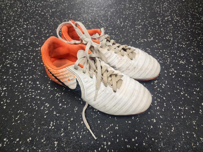 Used Nike TIEMPO Soccer Cleats Orange And White Junior 01 11849-S000034206