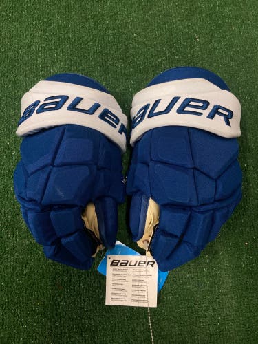 Blue Senior Bauer Supreme Ultrasonic Gloves 14" Colorado Avalanche Pro Stock (New)