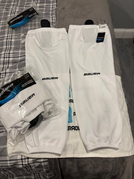 2 White Senior Large Bauer Socks (New)
