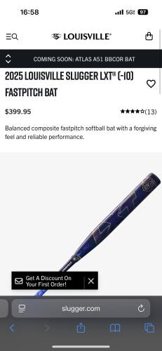 2025 Louisville Slugger LXT Composite Bat (-10) 24 oz 34" (New)