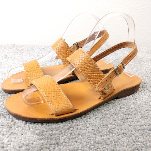 Liontis Greek Sandals Womens Size 37 EU Shoes Slingback Mykonos Brown Leather