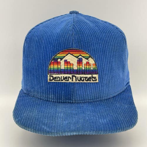 Vintage Denver Nuggets Rainbow Skyline Corduroy AJD Snapback NBA Hat Cap RARE