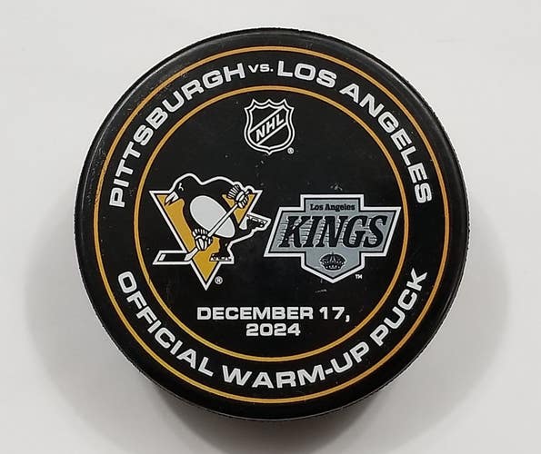 12-17-24 Pittsburgh Penguins vs Los Angeles Kings WARM-UP USED NHL Hockey Puck