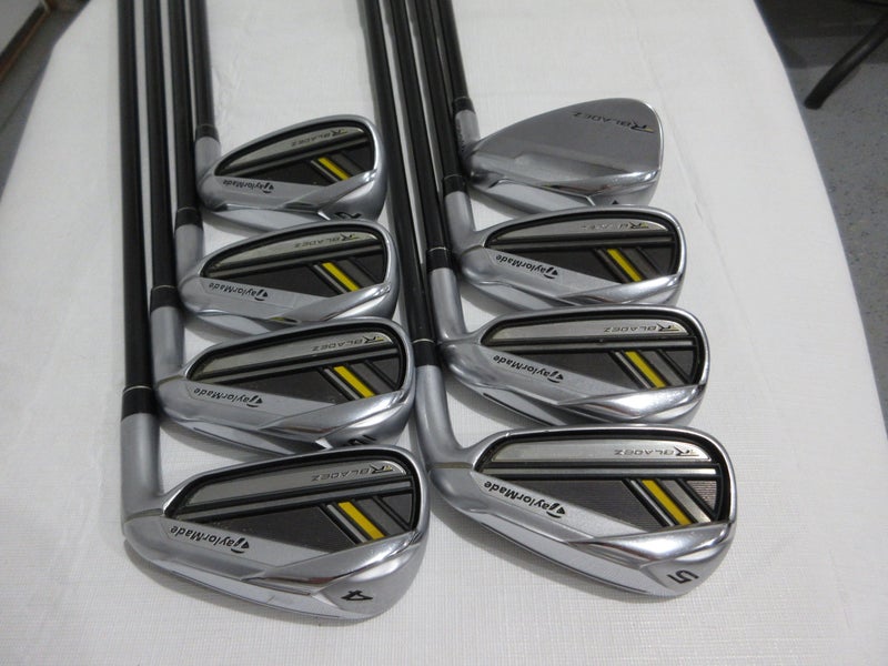 TaylorMade RocketBladez Iron Set - 4-PW, AW - Stiff Flex Graphite +1" Long