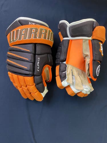 Pro Stock BGSU Return 14” Warrior Alpha QX Pro Ice Hockey Gloves Custom Palms