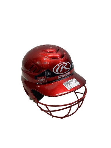 Used Rawlings VAPOR Batting Helmet w/Mask Red MD 11347-S000258695