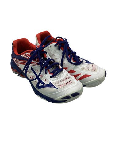 Used Mizuno VB Shoes Adult White/Royal/Red Senior 8.5 11347-S000259913