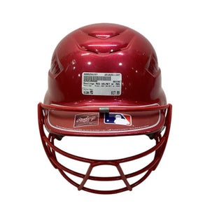 Used Rawlings RED HELMET W/ MASK Batting Helmet w/Mask Red MD 11347-S000258257