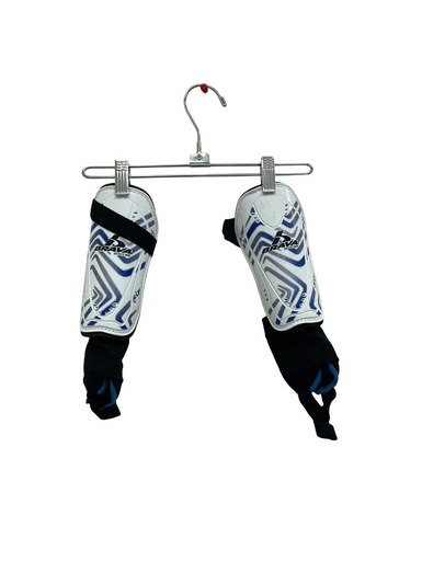 Used Brava Soccer Shin Guards Adult White And Royal Blue MD 11692-S000144509