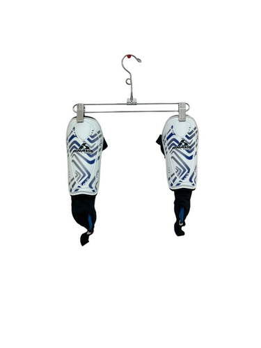 Used Brava Soccer Shin Guards Adult White And Royal Blue LG 11692-S000144514