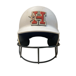 Used Mizuno WHITE HELMET Batting Helmet w/Mask White MD 11706-S000368653