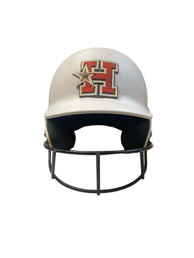 Used Mizuno WHITE HELMET Batting Helmet w/Mask White MD 11706-S000368653